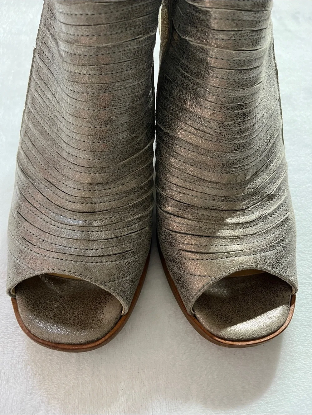Paul Green size 6.5 (9)Cayenne peep toe booties in metallic finish